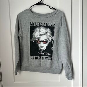 Marilyn Monroe Gray Graphic Crewneck with Sunglass Accent